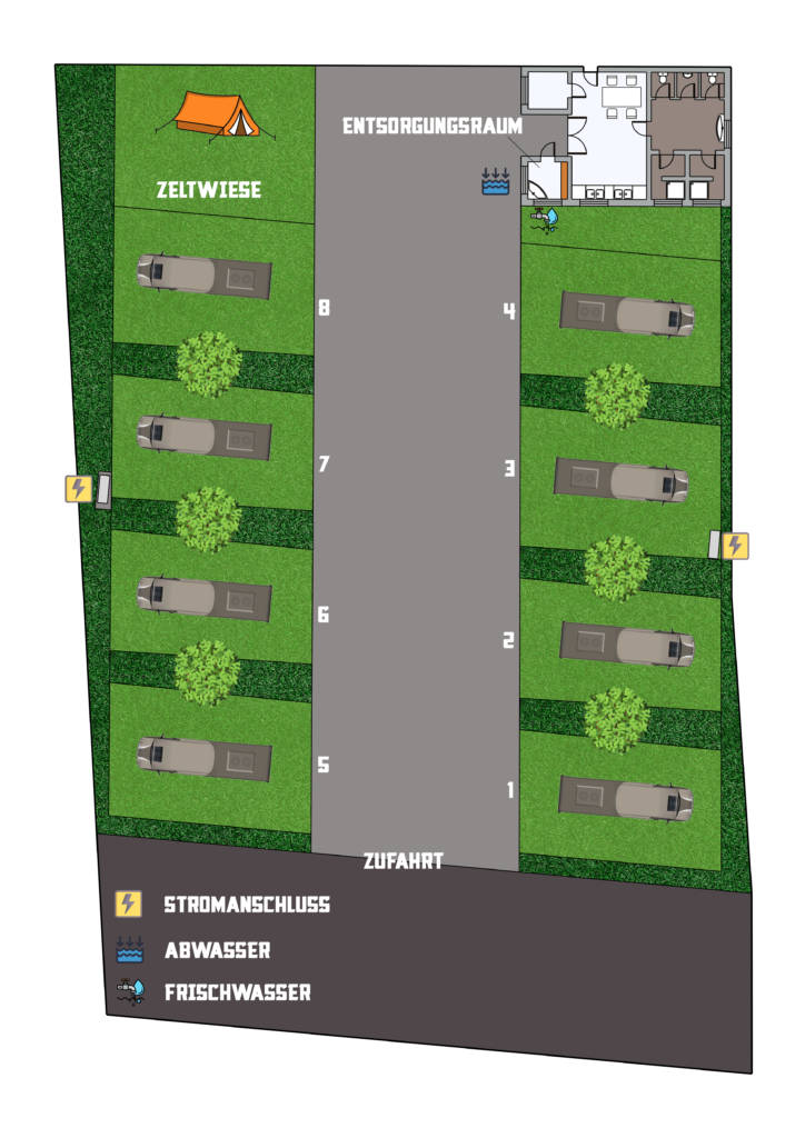 Stellplatz am Gartenberg Ostramondra - Der Platzplan